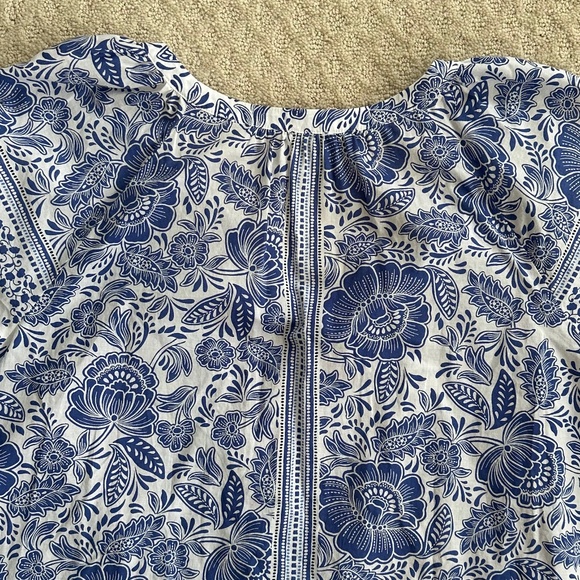 Talbots Cotton Floral Peasant Keyhole Top Blue/White Size 2X Lightweight Summer - Picture 8 of 11